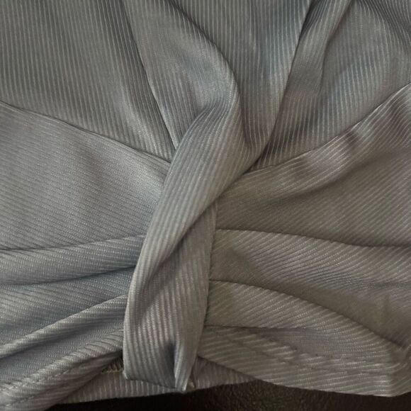 NWT (2X) Striped ribbed long sleeve top with lace accent v-neck teal/gray - Picture 4 of 7